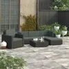 vidaXL Salon de jardin 6 pcs avec coussins Résine tressée Noir