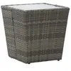 vidaXL Table à thé Gris 41,5x41,5x43 cm Résine tressée et verre trempé