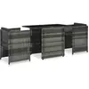 vidaXL Mobilier de bistro 3 pcs avec coussins Résine tressée Gris