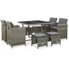 vidaXL Mobilier à dîner de jardin 9pcs et coussins Résine tressée Gris