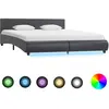 vidaXL Cadre de lit avec LED Gris Similicuir 180 x 200 cm