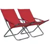 vidaXL Chaises pliables de plage 2 pcs Tissu Rouge