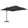 vidaXL Parasol déporté avec mât en aluminium 3x3 m noir