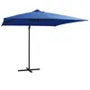 vidaXL Parasol déporté avec LED et mât en acier 250x250 cm Bleu azuré