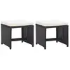 vidaXL Tabourets de jardin lot de 2 avec coussins Résine tressée Noir