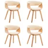 vidaXL Chaises à manger lot de 4 crème bois courbé et similicuir