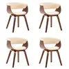 vidaXL Chaises à manger lot de 4 crème bois courbé et similicuir