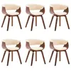 vidaXL Chaises à manger lot de 6 crème bois courbé et similicuir