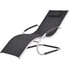 vidaXL Chaise longue avec oreiller Aluminium et textilène noir