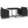 vidaXL Salon de jardin 5 pcs avec coussins Résine tressée Noir