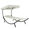 vidaXL Chaise longue de jardin avec auvent et oreiller Blanc crème