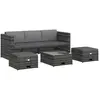 vidaXL Salon de jardin 4 pcs avec coussins Résine tressée Gris