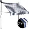 vidaXL Auvent manuel rétractable avec LED 200 cm Bleu et blanc