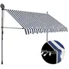 vidaXL Auvent manuel rétractable avec LED 250 cm Bleu et blanc