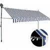 vidaXL Auvent manuel rétractable avec LED 400 cm Bleu et blanc