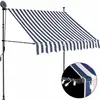vidaXL Auvent manuel rétractable avec LED 100 cm Bleu et blanc