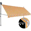 vidaXL Auvent manuel rétractable avec LED 350 cm Jaune et bleu
