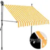 vidaXL Auvent manuel rétractable avec LED 150 cm Blanc et orange