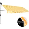 vidaXL Auvent manuel rétractable avec LED 350 cm Blanc et orange