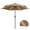 vidaXL Parasol avec LED et mât en aluminium 300 cm Taupe