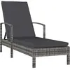 vidaXL Chaise longue avec accoudoirs Résine tressée Gris