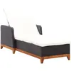 vidaXL Chaise longue Résine tressée et bois d'acacia massif Noir