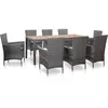 vidaXL Mobilier à dîner de jardin 9pcs et coussins Résine tressée Gris