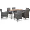 vidaXL Mobilier à dîner de jardin 7pcs et coussins Résine tressée Gris