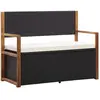 vidaXL Banc de jardin 115 cm Résine tressée et bois d'acacia Noir