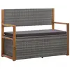 vidaXL Banc de rangement 115 cm Résine tressée et bois d'acacia Gris