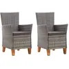 vidaXL Chaises de jardin 2 pcs avec coussins Résine tressée Gris