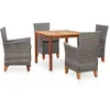 vidaXL Mobilier à dîner 5 pcs résine tressée et bois d'acacia gris