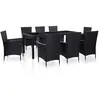 vidaXL Ensemble à dîner d'extérieur 9 pcs Résine tressée Noir