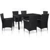 vidaXL Ensemble à dîner d'extérieur 7 pcs Résine tressée Noir