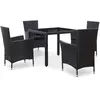 vidaXL Mobilier à dîner d'extérieur 5 pcs Résine tressée Noir