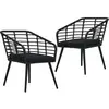 vidaXL Chaises de jardin 2 pcs avec coussins Résine tressée Noir