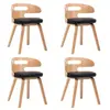vidaXL Chaises à manger lot de 4 noir bois courbé et similicuir