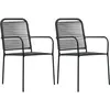 vidaXL Vidaxl Chaises De Jardin Lot De 2 Corde En Coton Et Acier Noir