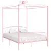 vidaXL Cadre de lit à baldaquin Rose Métal 160 x 200 cm