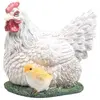 Poule couvant avec poussin en résine 17 x 23 x 19 cm Blanc