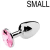 O-products Butt plug aluminium met roze kristal - small