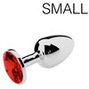 O-products Butt plug aluminium met rood kristal - small