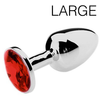 O-products Butt plug aluminium met rood kristal - large