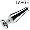 O-products Butt plug aluminium met transparant kristal - 130 mm x 46 mm