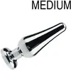 O-products Butt plug aluminium met transparant kristal - 114 mm x 38 mm