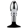 O-products Buttplug aluminium met bal en ribbels en zuignap