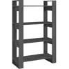 vidaXL Bibliothèque/Séparateur de pièce Gris 80x35x125 cm Pin solide