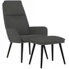 vidaXL Chaise de relaxation avec tabouret Gris foncé Tissu
