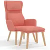 vidaXL Chaise de relaxation avec tabouret Rose Velours
