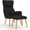 vidaXL Chaise de relaxation avec tabouret Noir Velours